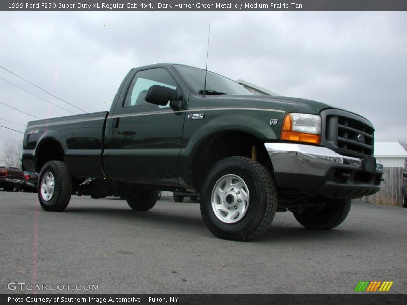 Dark Hunter Green Metallic / Medium Prairie Tan 1999 Ford F250 Super Duty XL Regular Cab 4x4