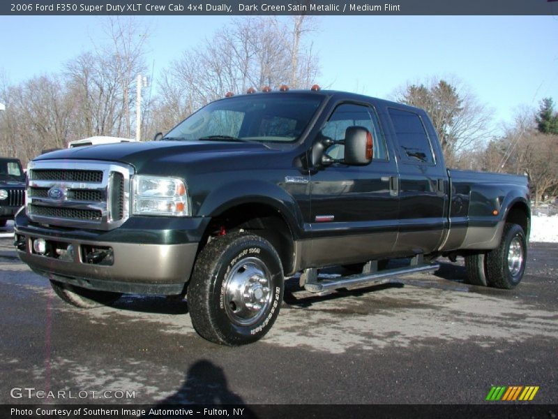 Dark Green Satin Metallic / Medium Flint 2006 Ford F350 Super Duty XLT Crew Cab 4x4 Dually