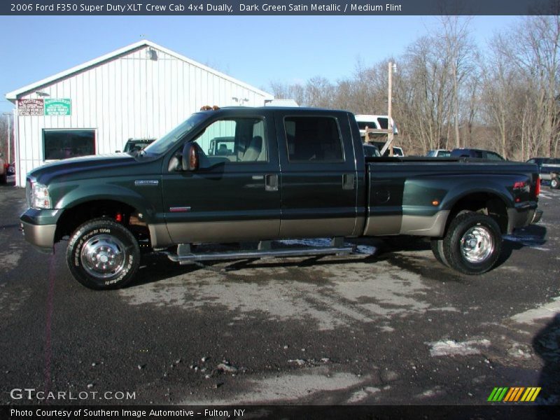 Dark Green Satin Metallic / Medium Flint 2006 Ford F350 Super Duty XLT Crew Cab 4x4 Dually