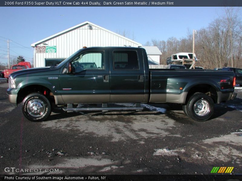 Dark Green Satin Metallic / Medium Flint 2006 Ford F350 Super Duty XLT Crew Cab 4x4 Dually