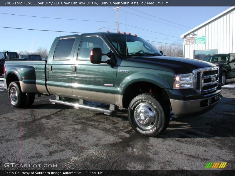 Dark Green Satin Metallic / Medium Flint 2006 Ford F350 Super Duty XLT Crew Cab 4x4 Dually