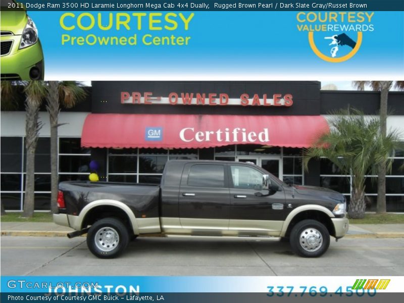 Rugged Brown Pearl / Dark Slate Gray/Russet Brown 2011 Dodge Ram 3500 HD Laramie Longhorn Mega Cab 4x4 Dually