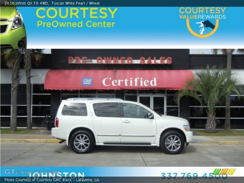 Tuscan White Pearl / Wheat 2010 Infiniti QX 56 4WD