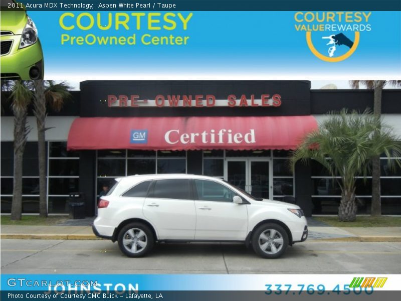 Aspen White Pearl / Taupe 2011 Acura MDX Technology