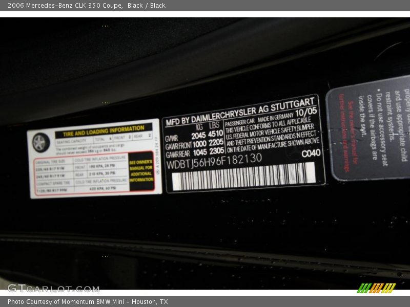 Black / Black 2006 Mercedes-Benz CLK 350 Coupe