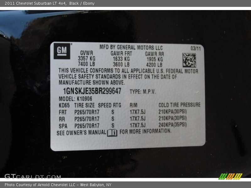 Black / Ebony 2011 Chevrolet Suburban LT 4x4