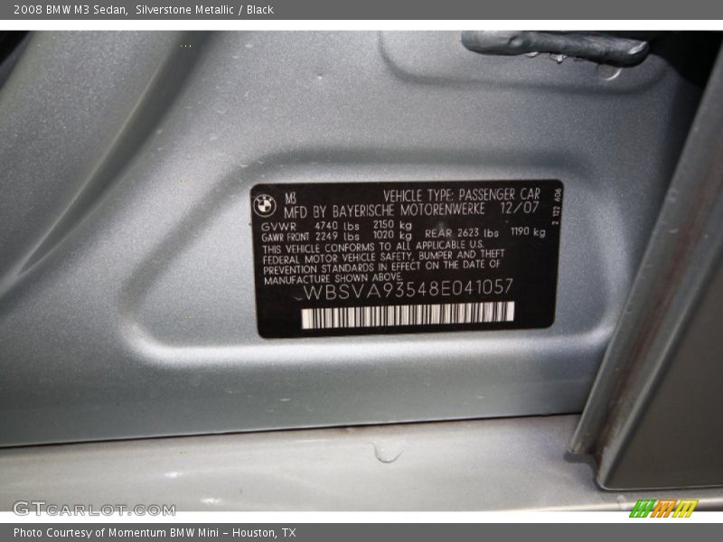 Silverstone Metallic / Black 2008 BMW M3 Sedan
