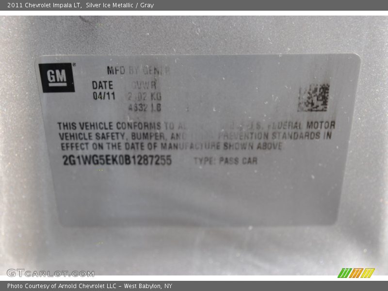 Silver Ice Metallic / Gray 2011 Chevrolet Impala LT