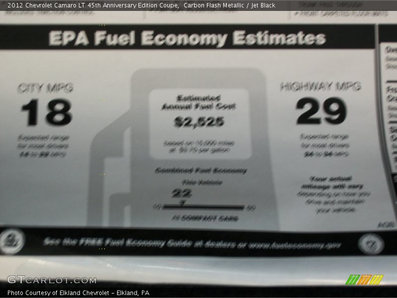 Carbon Flash Metallic / Jet Black 2012 Chevrolet Camaro LT 45th Anniversary Edition Coupe