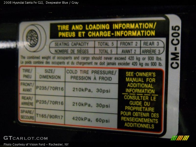 Deepwater Blue / Gray 2008 Hyundai Santa Fe GLS