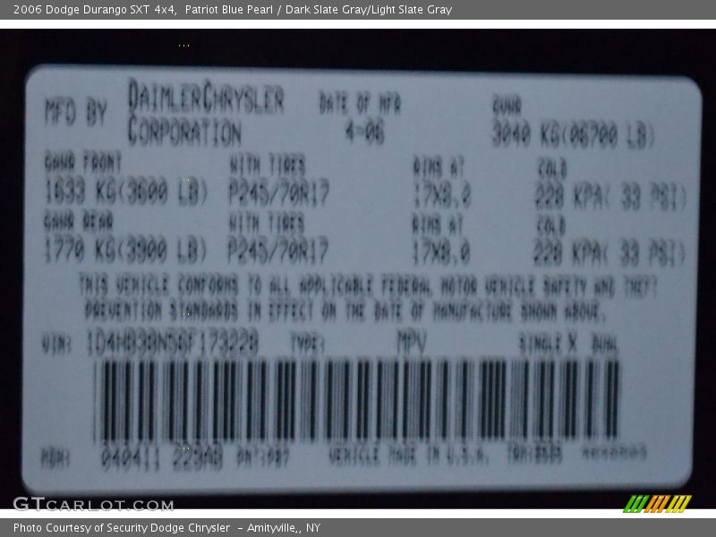 Patriot Blue Pearl / Dark Slate Gray/Light Slate Gray 2006 Dodge Durango SXT 4x4