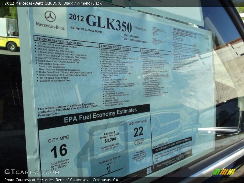 Black / Almond/Black 2012 Mercedes-Benz GLK 350
