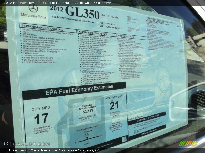 Arctic White / Cashmere 2012 Mercedes-Benz GL 350 BlueTEC 4Matic