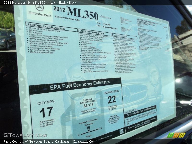 Black / Black 2012 Mercedes-Benz ML 350 4Matic