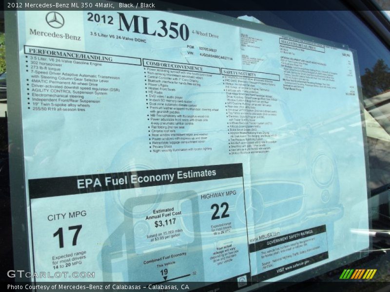 Black / Black 2012 Mercedes-Benz ML 350 4Matic