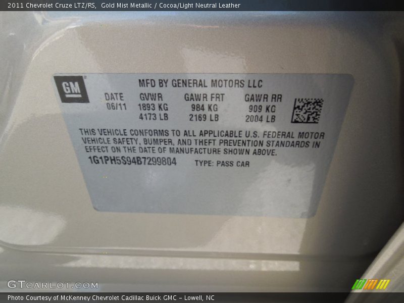 Gold Mist Metallic / Cocoa/Light Neutral Leather 2011 Chevrolet Cruze LTZ/RS