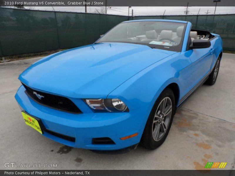 Grabber Blue / Stone 2010 Ford Mustang V6 Convertible