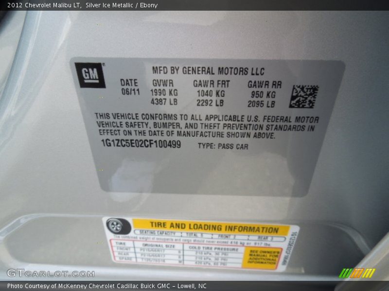 Silver Ice Metallic / Ebony 2012 Chevrolet Malibu LT