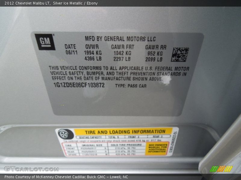 Silver Ice Metallic / Ebony 2012 Chevrolet Malibu LT