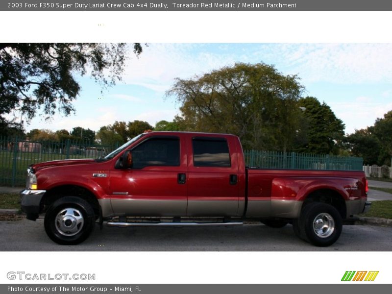 Toreador Red Metallic / Medium Parchment 2003 Ford F350 Super Duty Lariat Crew Cab 4x4 Dually