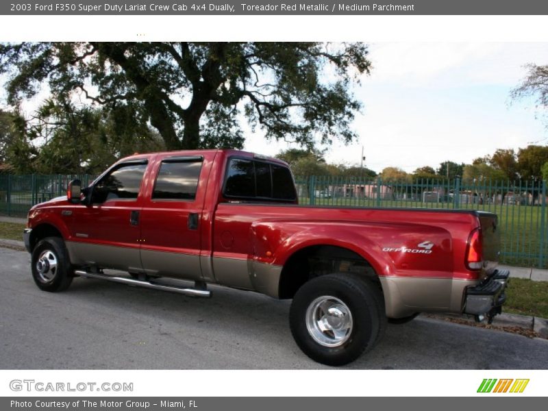 Toreador Red Metallic / Medium Parchment 2003 Ford F350 Super Duty Lariat Crew Cab 4x4 Dually