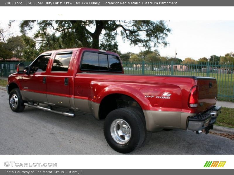 Toreador Red Metallic / Medium Parchment 2003 Ford F350 Super Duty Lariat Crew Cab 4x4 Dually