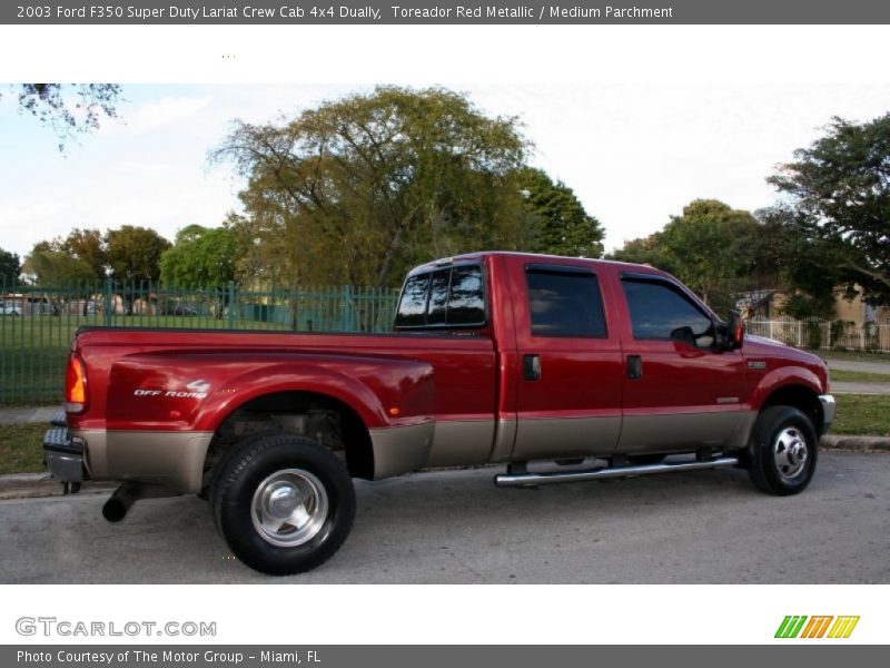 Toreador Red Metallic / Medium Parchment 2003 Ford F350 Super Duty Lariat Crew Cab 4x4 Dually
