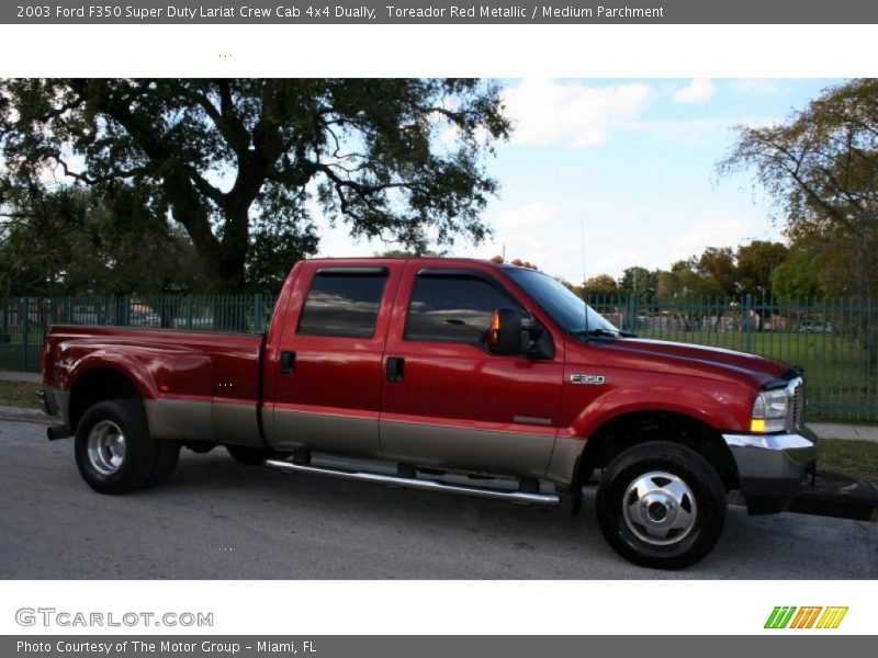 Toreador Red Metallic / Medium Parchment 2003 Ford F350 Super Duty Lariat Crew Cab 4x4 Dually