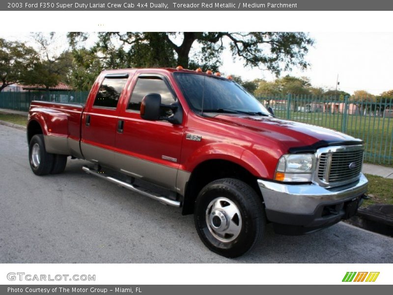 Toreador Red Metallic / Medium Parchment 2003 Ford F350 Super Duty Lariat Crew Cab 4x4 Dually