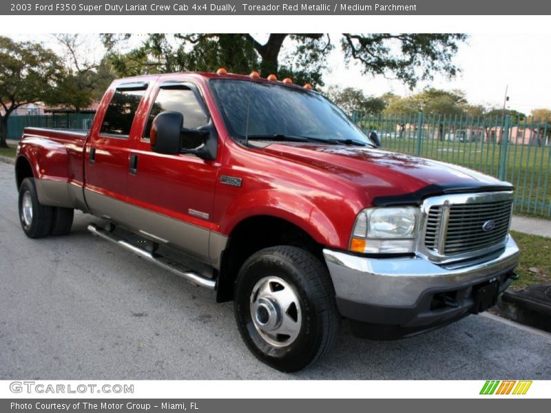 Toreador Red Metallic / Medium Parchment 2003 Ford F350 Super Duty Lariat Crew Cab 4x4 Dually