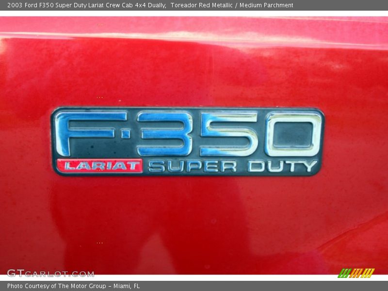 Toreador Red Metallic / Medium Parchment 2003 Ford F350 Super Duty Lariat Crew Cab 4x4 Dually