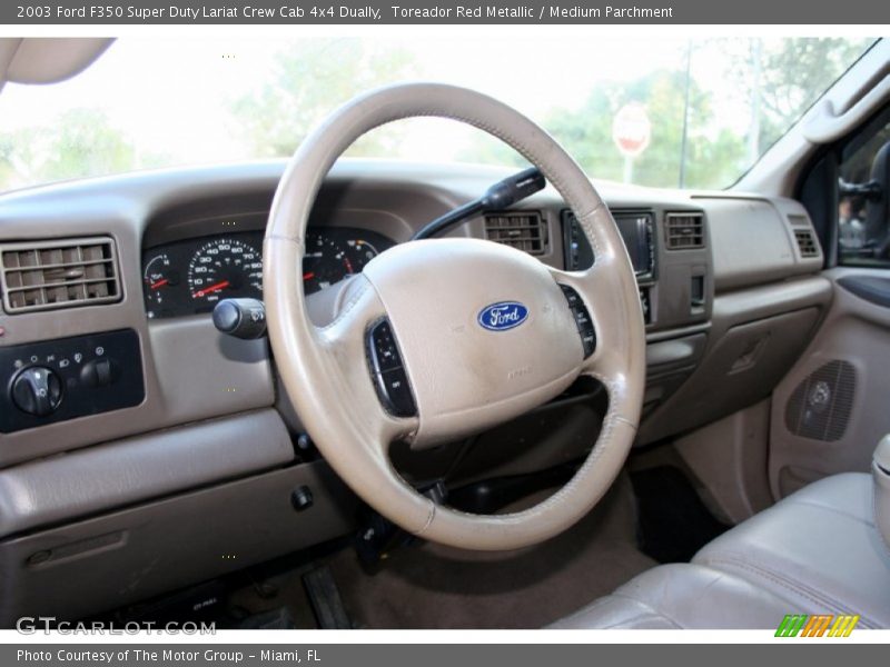 Toreador Red Metallic / Medium Parchment 2003 Ford F350 Super Duty Lariat Crew Cab 4x4 Dually
