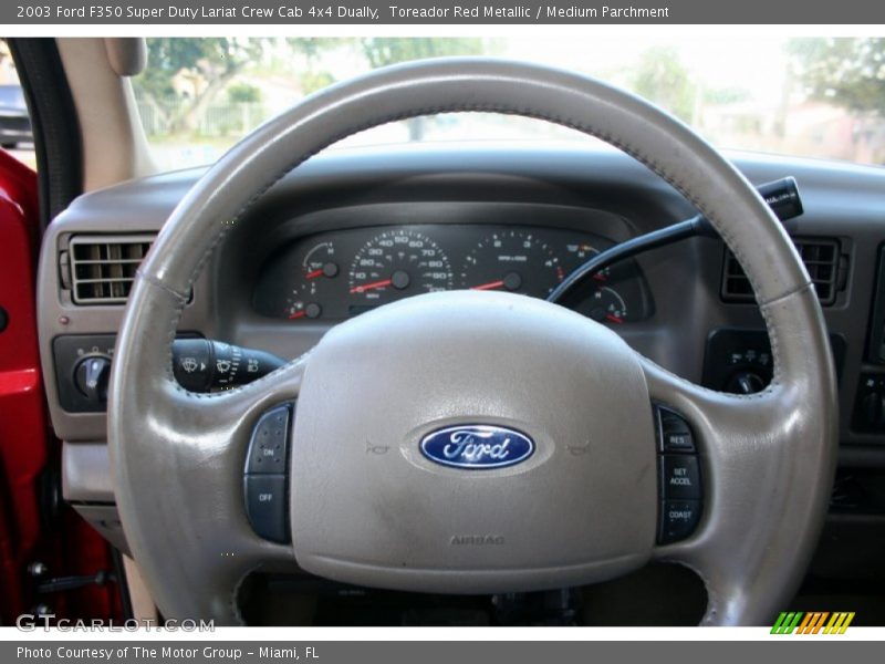 Toreador Red Metallic / Medium Parchment 2003 Ford F350 Super Duty Lariat Crew Cab 4x4 Dually