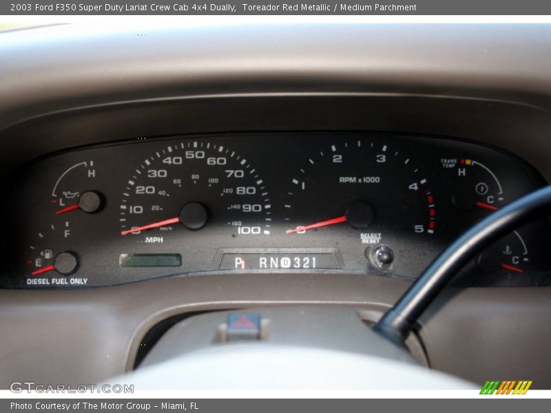 Toreador Red Metallic / Medium Parchment 2003 Ford F350 Super Duty Lariat Crew Cab 4x4 Dually