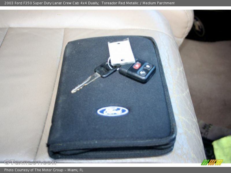 Toreador Red Metallic / Medium Parchment 2003 Ford F350 Super Duty Lariat Crew Cab 4x4 Dually