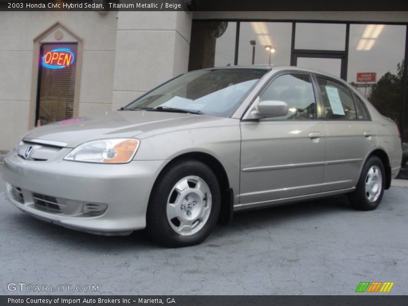 Titanium Metallic / Beige 2003 Honda Civic Hybrid Sedan