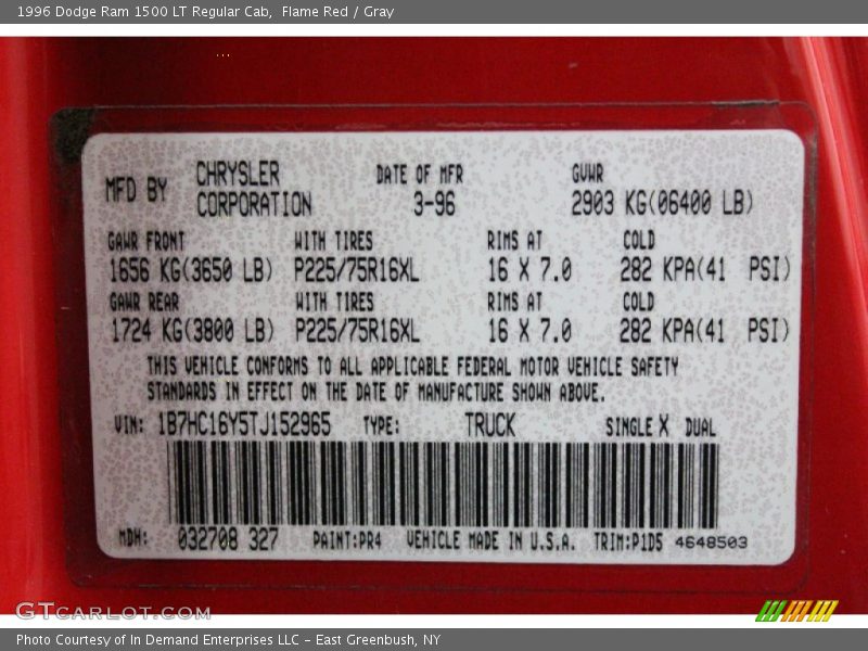 PR4 - 1996 Dodge Ram 1500 LT Regular Cab