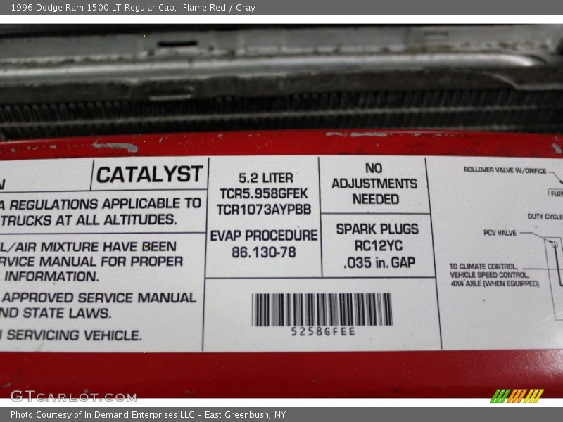 Flame Red / Gray 1996 Dodge Ram 1500 LT Regular Cab