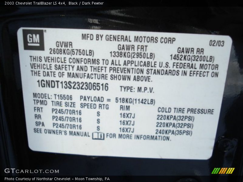 Black / Dark Pewter 2003 Chevrolet TrailBlazer LS 4x4