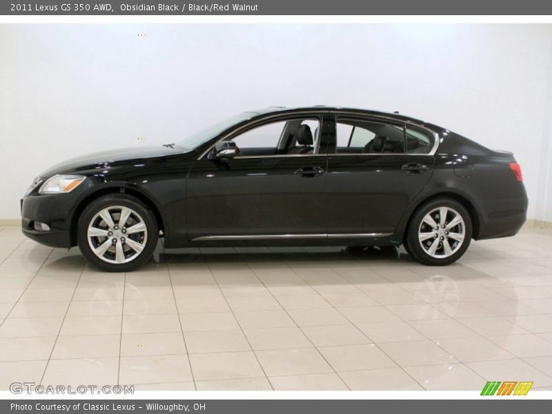 Obsidian Black / Black/Red Walnut 2011 Lexus GS 350 AWD