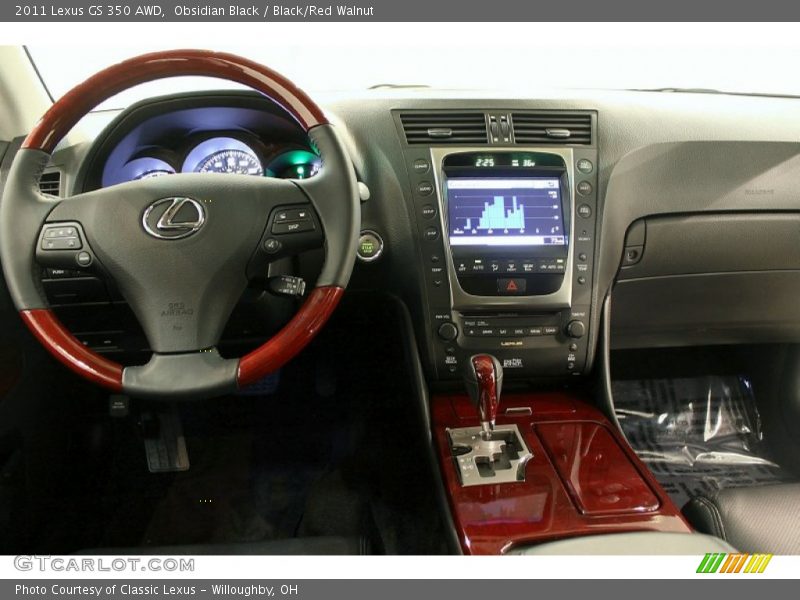 Obsidian Black / Black/Red Walnut 2011 Lexus GS 350 AWD