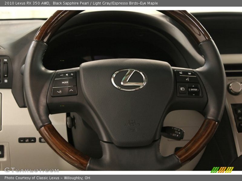 Black Sapphire Pearl / Light Gray/Espresso Birds-Eye Maple 2010 Lexus RX 350 AWD