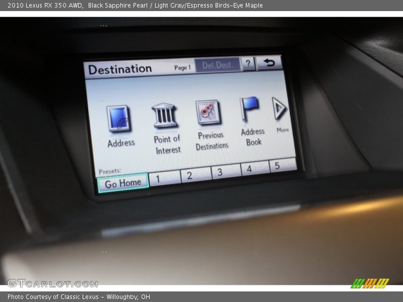 Black Sapphire Pearl / Light Gray/Espresso Birds-Eye Maple 2010 Lexus RX 350 AWD