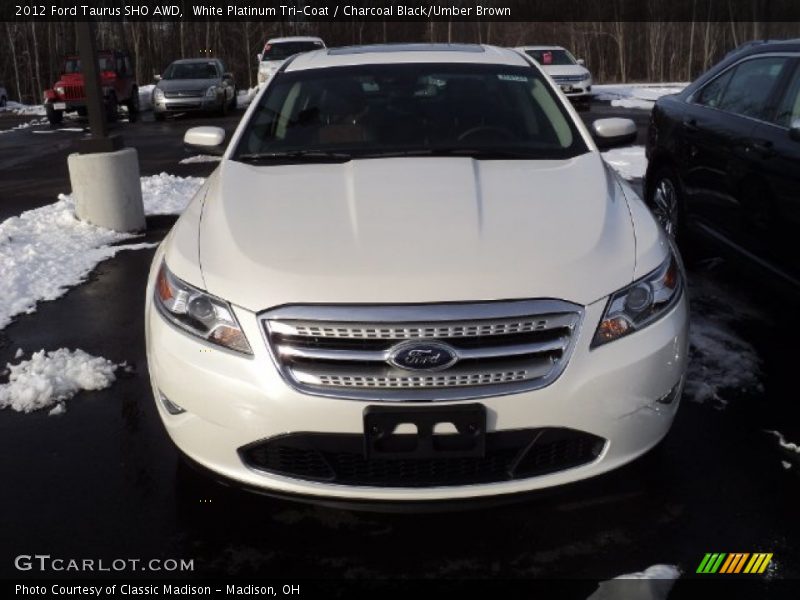 White Platinum Tri-Coat / Charcoal Black/Umber Brown 2012 Ford Taurus SHO AWD