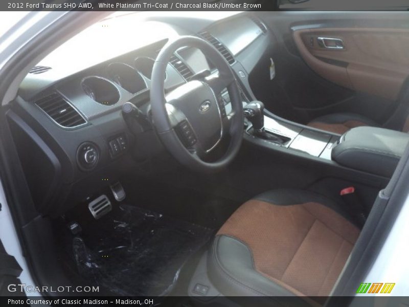 White Platinum Tri-Coat / Charcoal Black/Umber Brown 2012 Ford Taurus SHO AWD