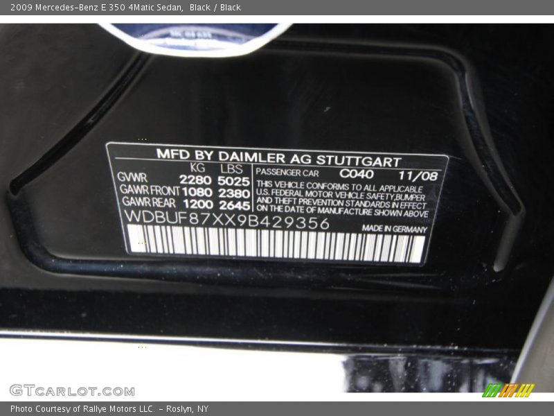Black / Black 2009 Mercedes-Benz E 350 4Matic Sedan