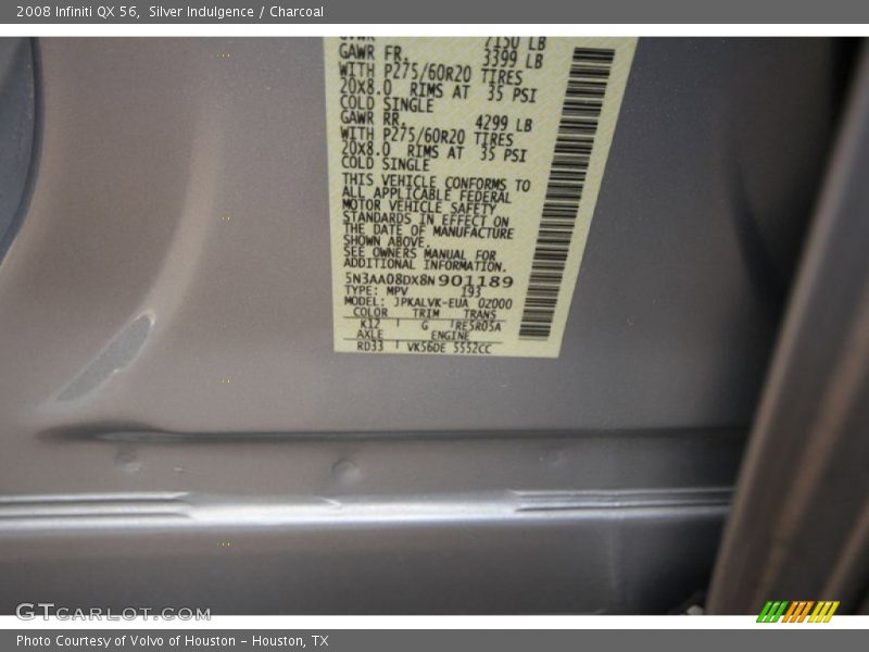 Silver Indulgence / Charcoal 2008 Infiniti QX 56