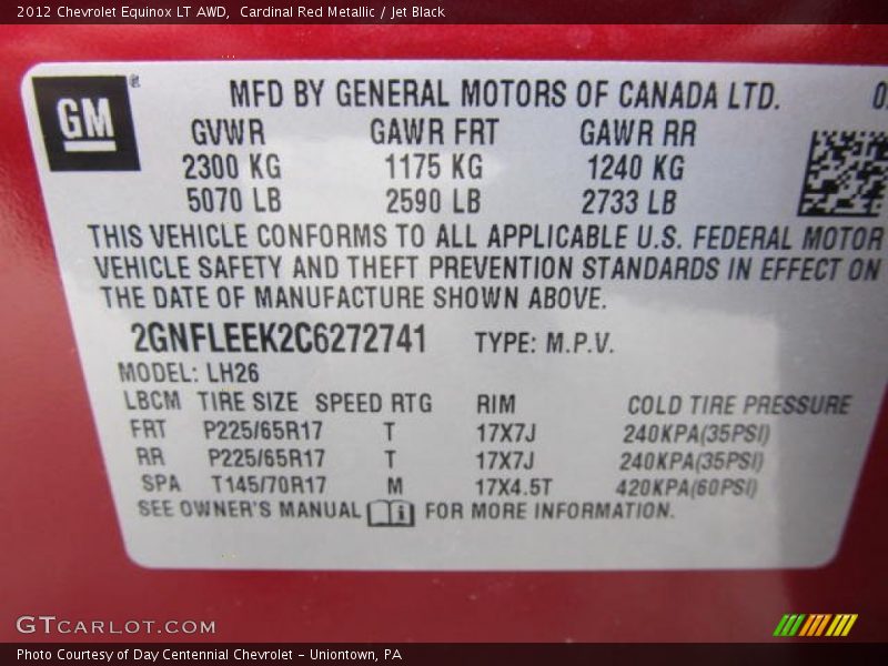 Cardinal Red Metallic / Jet Black 2012 Chevrolet Equinox LT AWD