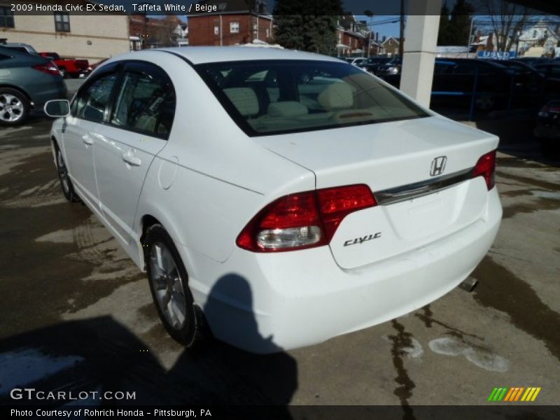 Taffeta White / Beige 2009 Honda Civic EX Sedan