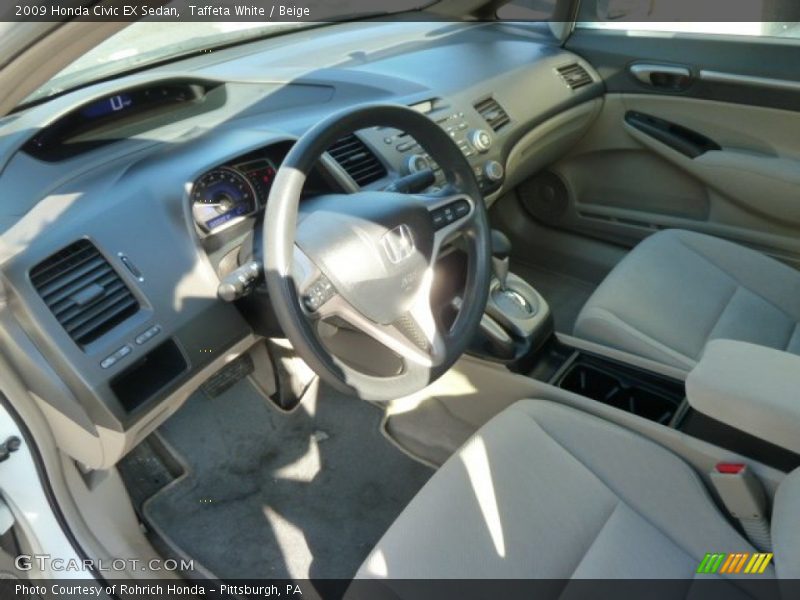 Taffeta White / Beige 2009 Honda Civic EX Sedan